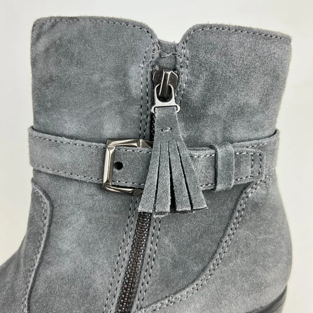 Earth Origins Womens Tori Gray Suede Ankle Booties Water Repellent size 9.5